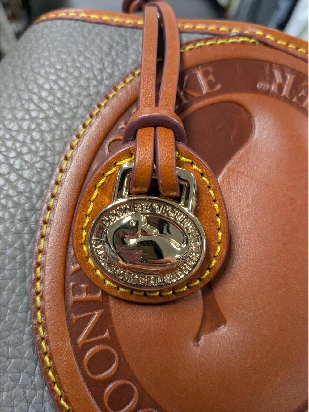 Dooney & Bourke All Weather Leather 2 Duck Bag Crossbody Dark Grey Tan - Picture 2 of 9